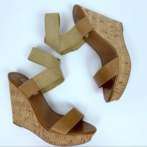 Steve Madden Brown Roperr Platform Wedge Sandals